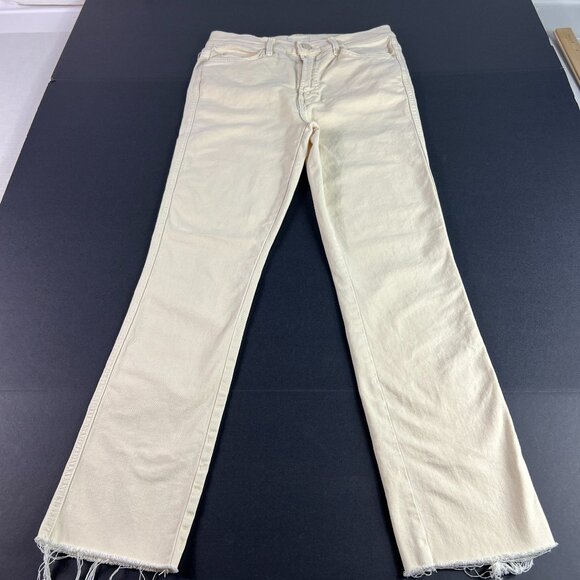 Mother Jean Women 27x26* High Waisted Rascal Ankle Fray Ivory White Denim Tag 27 - Picture 1 of 16